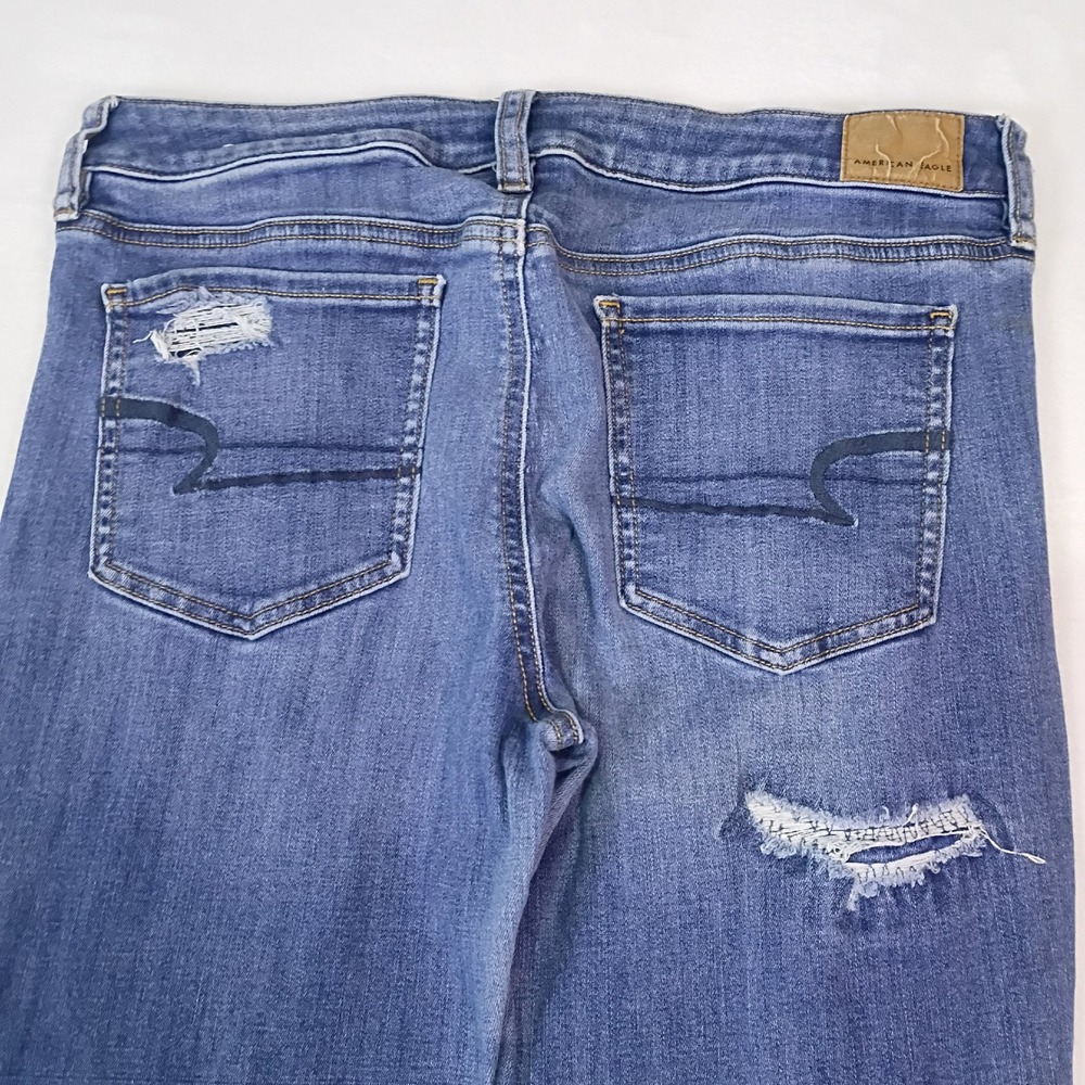 American Eagle Next Level Stretch Distressed Jeggings Blue Womens Size 12 Short - Picture 12 of 13